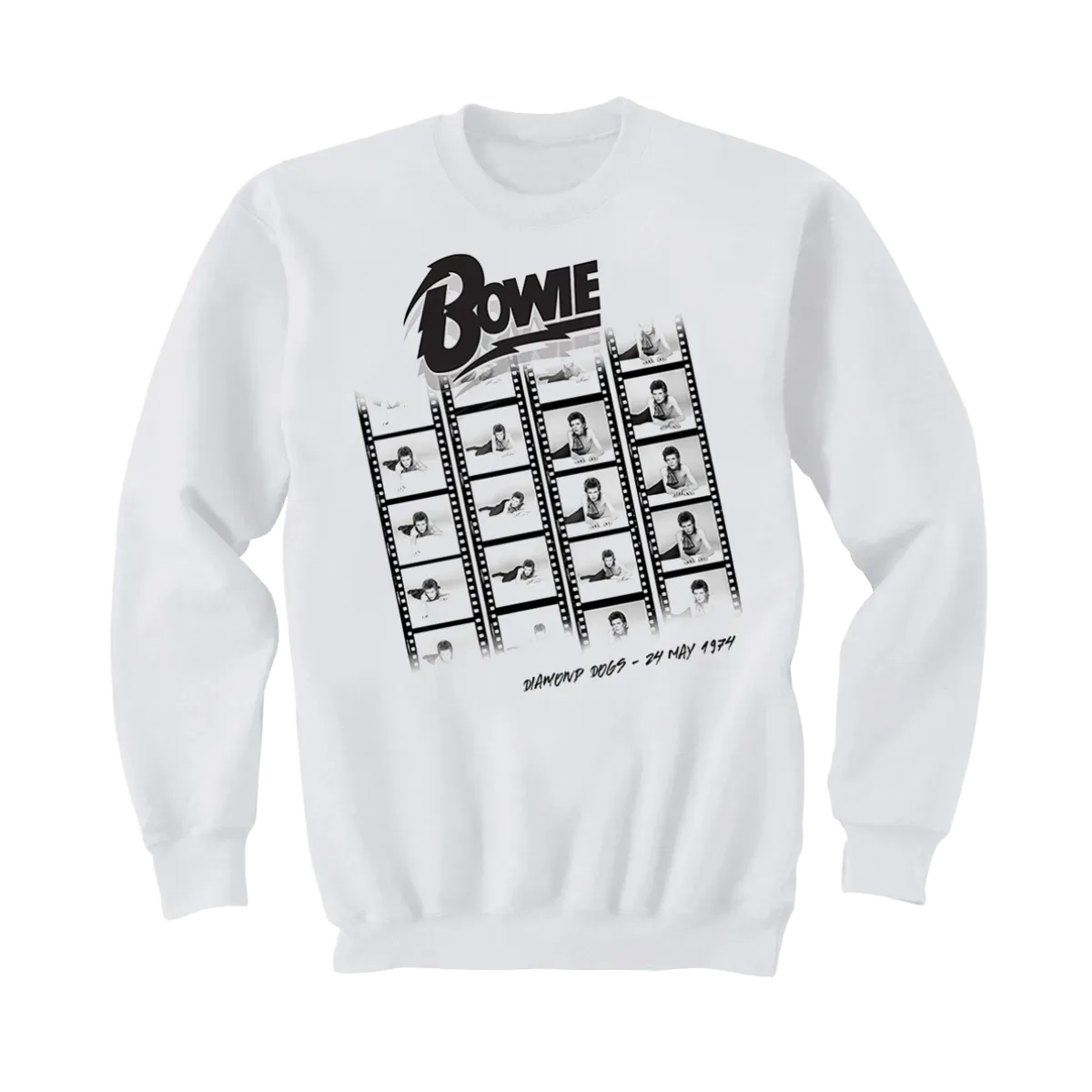 David Bowie Diamond Dogs Film Roll Crewneck White Sweatshirt