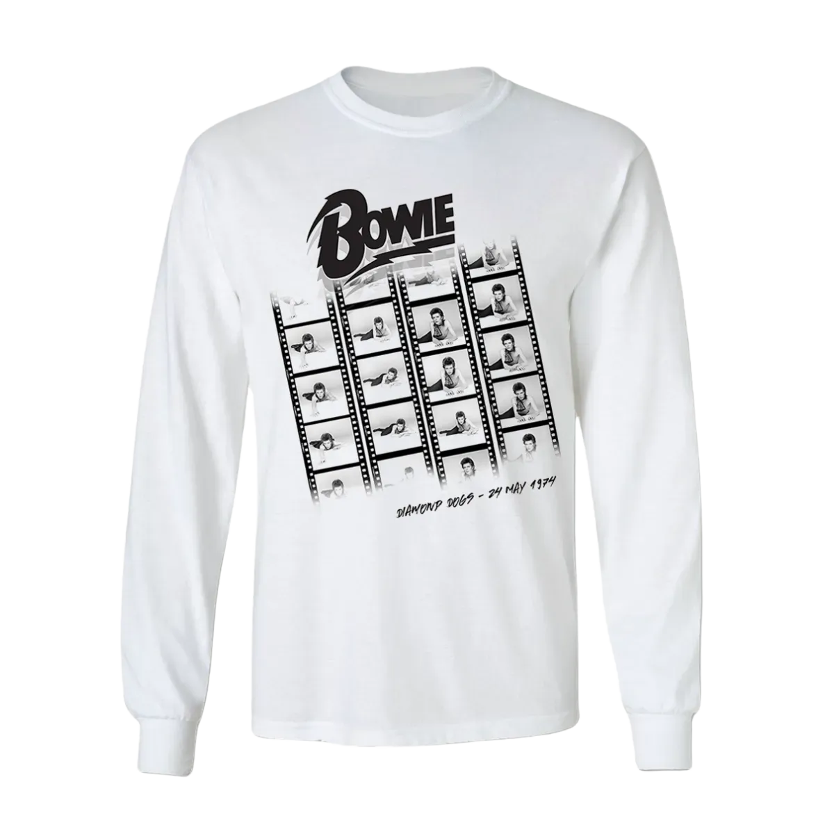 David Bowie Diamond Dogs Film Roll Long Sleeve White T-Shirt