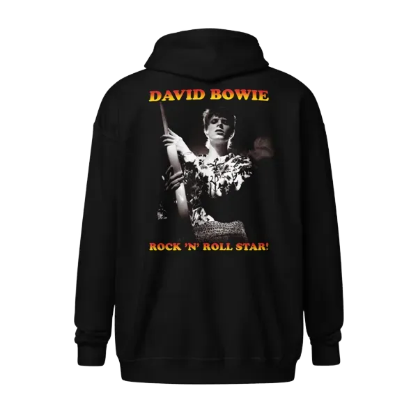 David Bowie Rock N Roll Star! Black & White Design Zip Hoodie