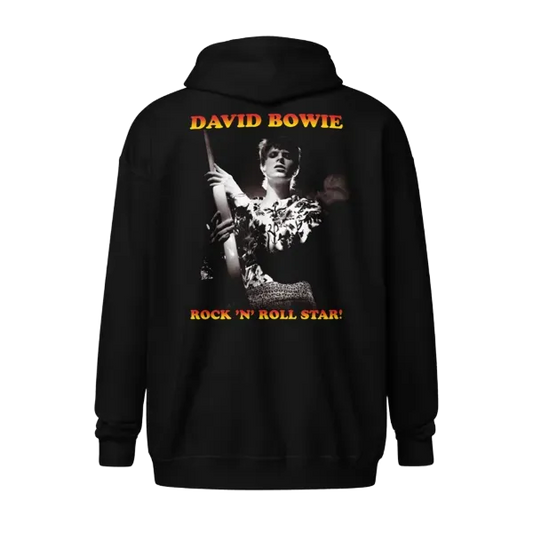 David Bowie Rock N Roll Star! Black & White Design Zip Hoodie