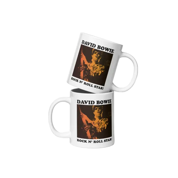 David Bowie Rock N Roll Star! Gold Design Mug