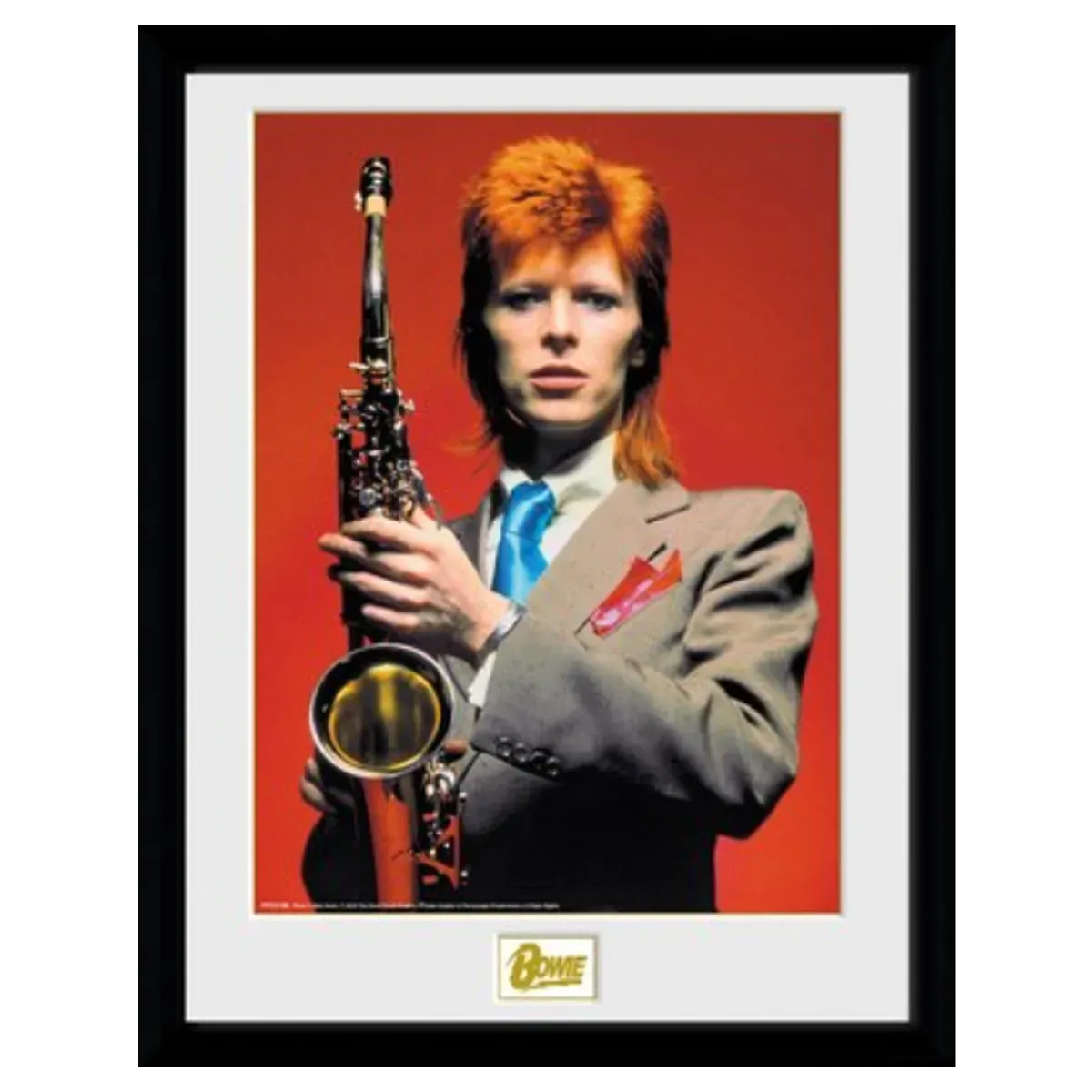 David Bowie Saxophone 12"x16" Framed Print