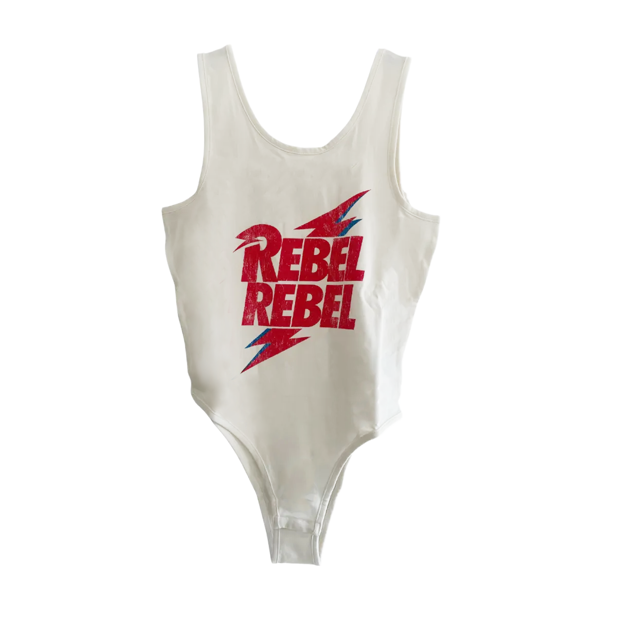 David Bowie Rebel Rebel White Bodysuit