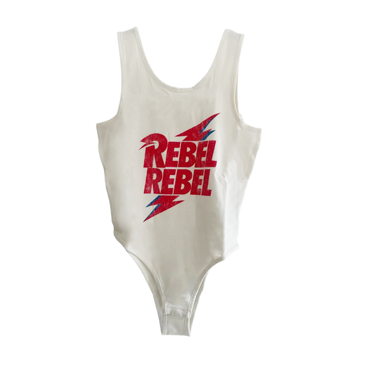 David Bowie Rebel Rebel White Bodysuit