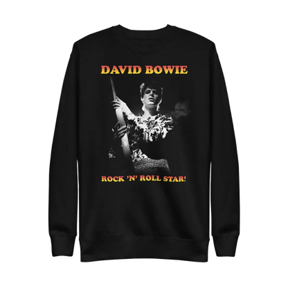 David Bowie Rock N Roll Star! Black & White Design Crewneck Sweatshirt