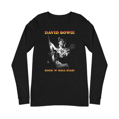 David Bowie Rock N Roll Star! Black & White Design Longsleeve T-Shirt