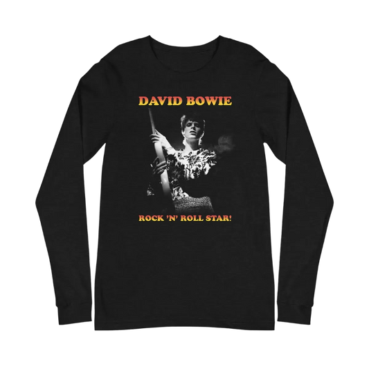 David Bowie Rock N Roll Star! Black & White Design Longsleeve T-Shirt