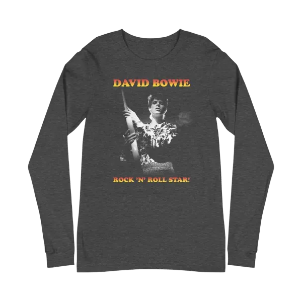 David Bowie Rock N Roll Star! Black & White Design Longsleeve T-Shirt