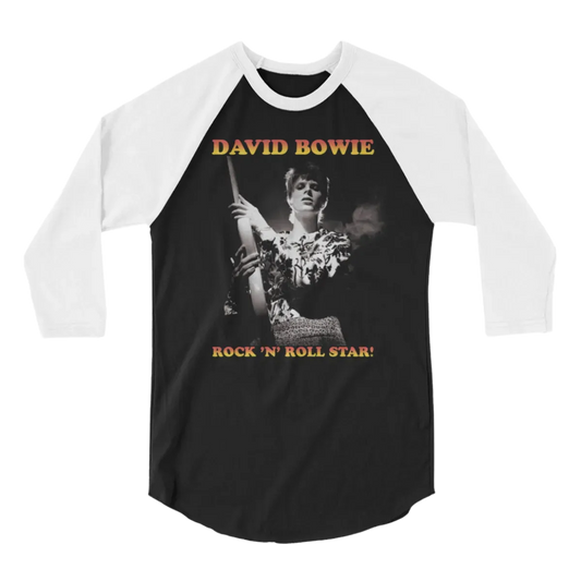 David Bowie Rock N Roll Star! Black & White Design Raglan T-Shirt