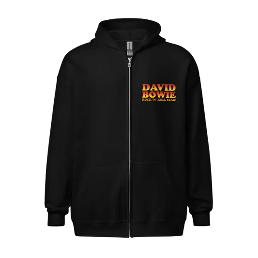 David Bowie Rock N Roll Star! Black & White Design Zip Hoodie