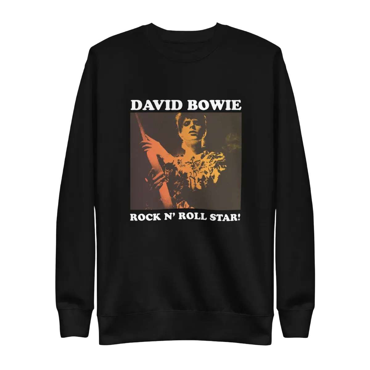 David Bowie Rock N Roll Star! Gold Design Crewneck Sweatshirt