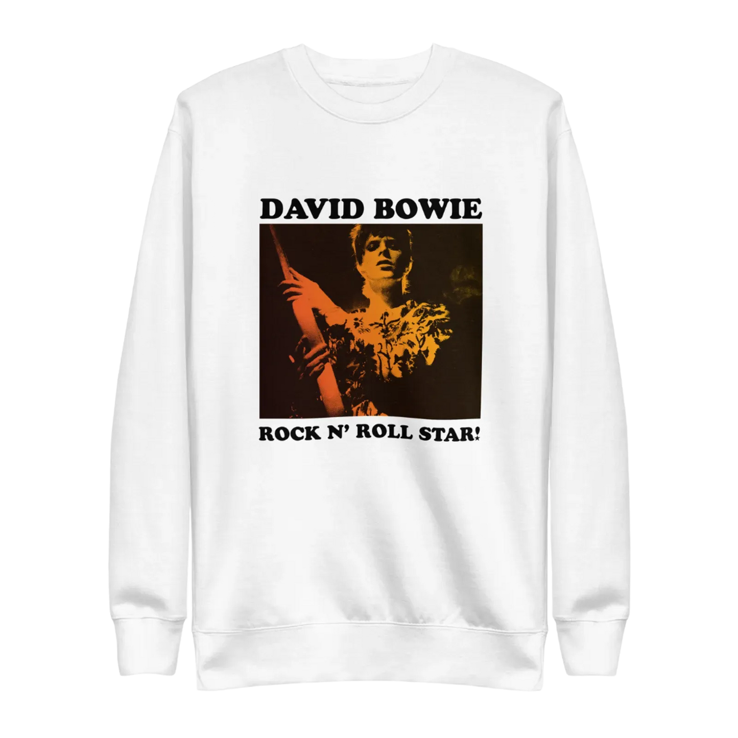David Bowie Rock N Roll Star! Gold Design Crewneck Sweatshirt