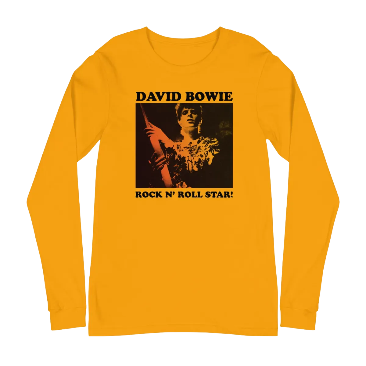 David Bowie Rock N Roll Star! Gold Design Longsleeve T-Shirt