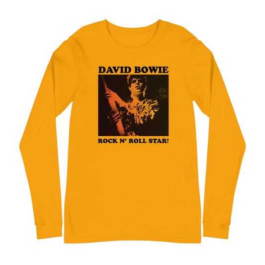 David Bowie Rock N Roll Star! Gold Design Longsleeve T-Shirt