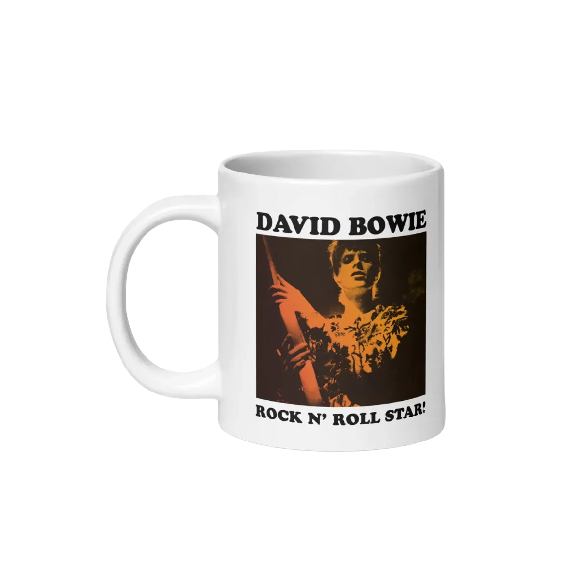 David Bowie Rock N Roll Star! Gold Design Mug