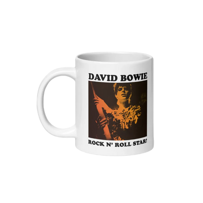 David Bowie Rock N Roll Star! Gold Design Mug
