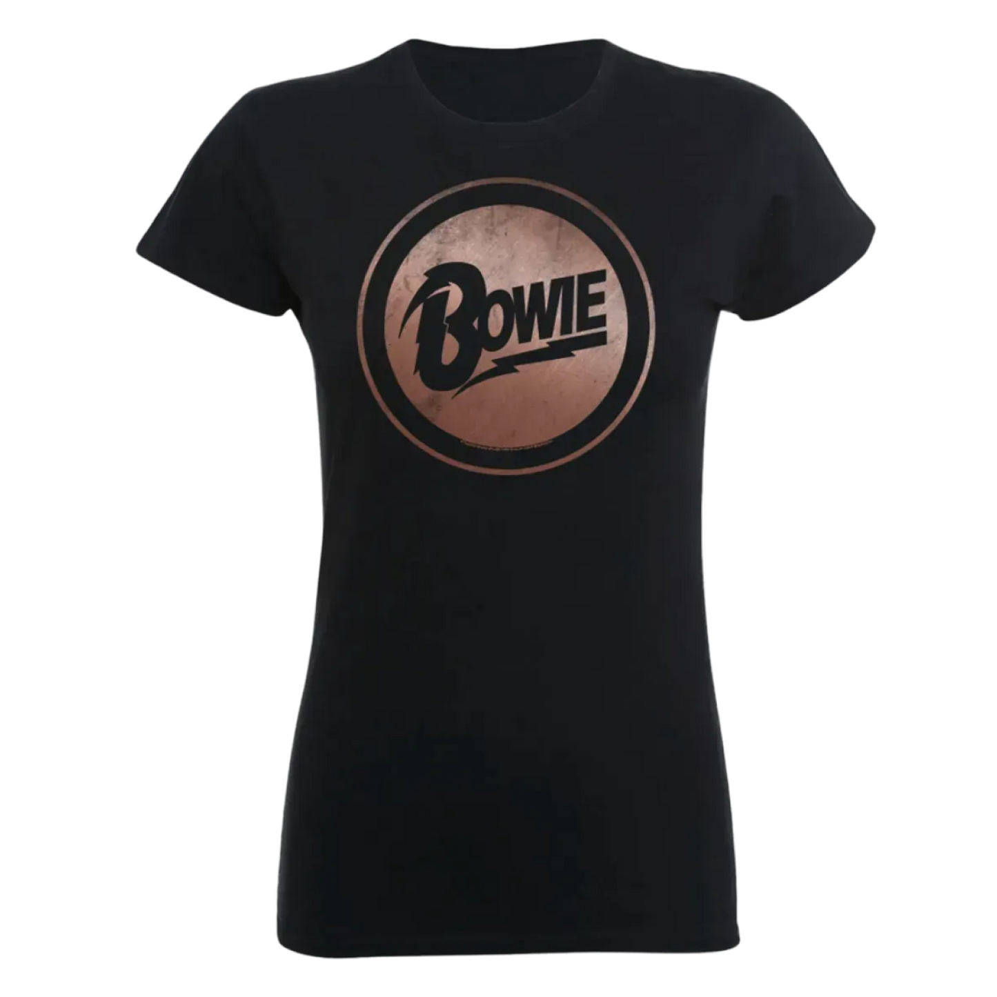 David Bowie Rose Gold Circle Logo Womens T Shirt