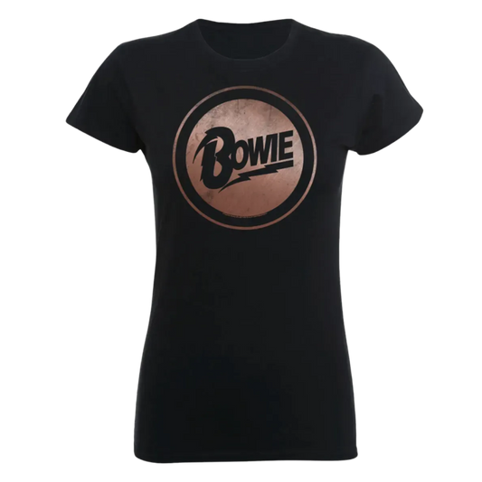 David Bowie Rose Gold Circle Logo Womens T Shirt
