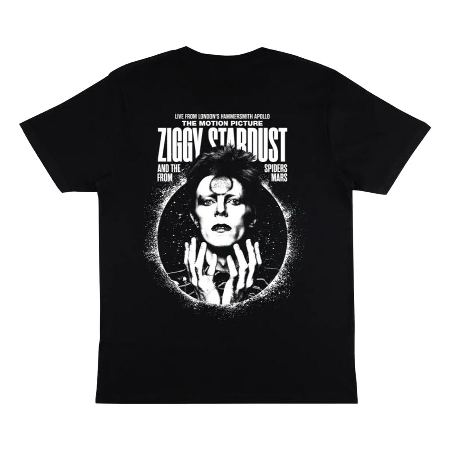 David Bowie Ziggy Stardust and The Spiders From Mars Motion Picture Black and White T-Shirt