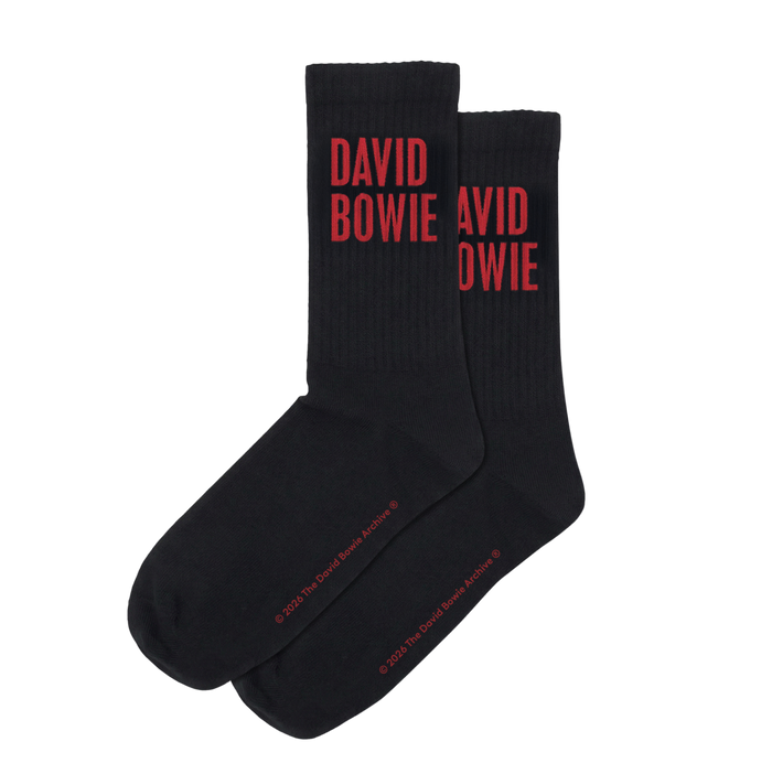 David Bowie Red Text Socks